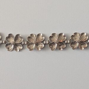 Vintage Beau Sterling Silver Dogwood Bracelet